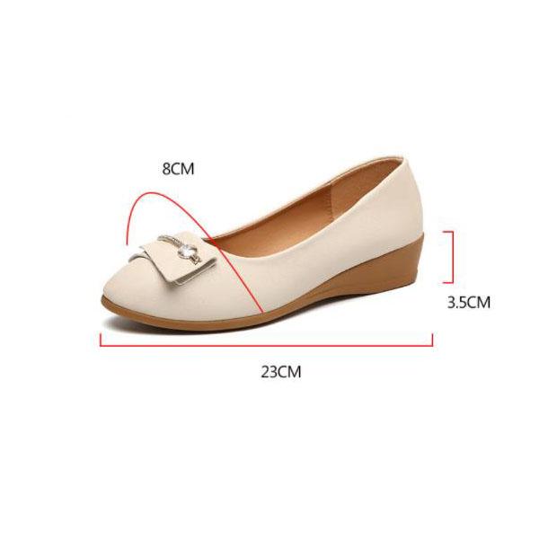 Women's Spring Summer Slip-on PU Single Shoes Solid Color Large Size Wedge Heel Doudou Shoes Lightweight Mother Casual Work Shoes