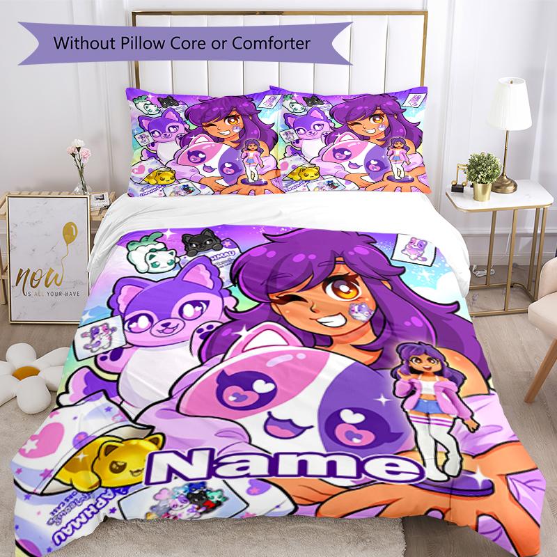 3pcs Custom Name Aphmau Bedding Set Duvet Cover Closure Includes 1 Duvet Cover & 2 Pillowcases, Soft and Comfortable for All Seasons.