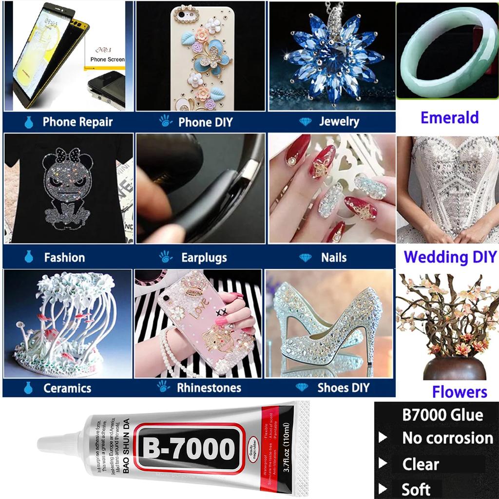Клей для бижутерии (110г) B7000/T7000 для DIY ювелирных изделий, мобильных телефонов, металла и стекла — Водонепроницаемый прозрачный/черный клей