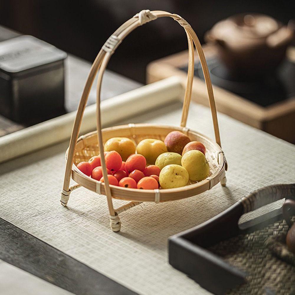 1/2/3 Tier Bamboo Weaving Baskets Weave Storage Baskets Basket Tray Snack Display Stand Home