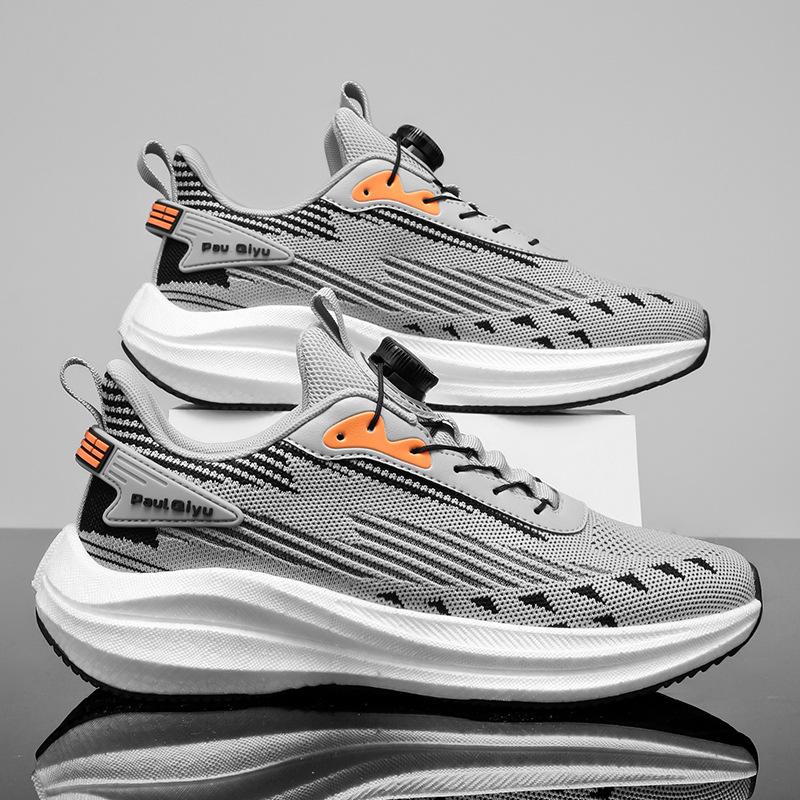 New men's carbon board casual sports running shoes rotating button mesh running shoes high