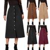 Women's Corduroy Skirt Single Breasted High Waisted Long Skirt