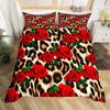 Leopard Print Duvet Cover Set Queen Cheetah Bedding Sets Geometric Comforter Cover African Safari Animal Quilt Cover Room Decor
