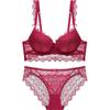 Европейское женское нижнее белье больших размеров, сексуальный кружевной комплект с бюстгальтером пуш-ап с вышивкой, романтическое красное нижнее белье, удобные бюстгальтеры и трусики, комплект