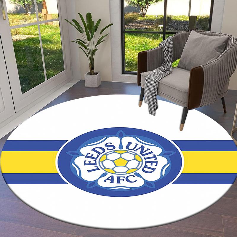 Круглый ковер Leeds United Football Club, Ковер для гостиной, спальни, дивана, игровой комнаты, Нескользящий коврик для пола