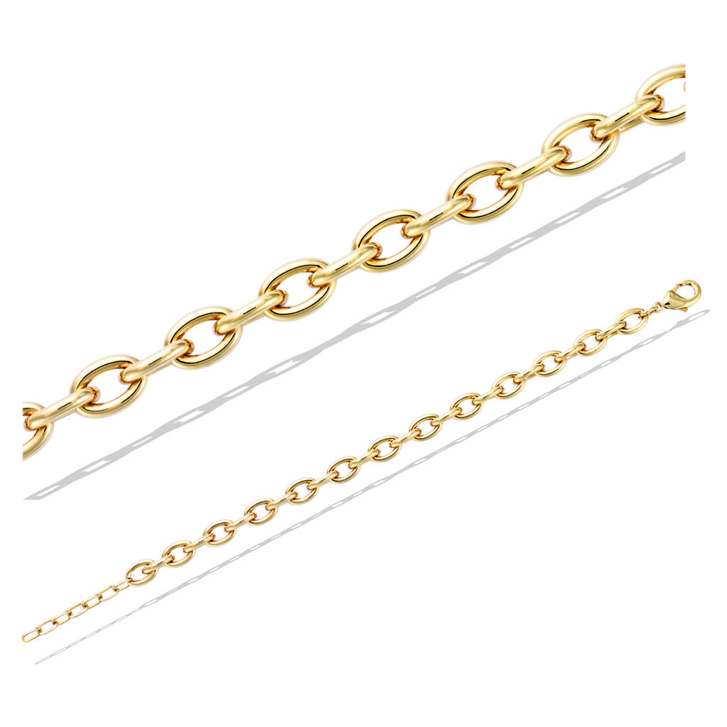 Les Trésors De Lily [R5175] - Gold Plated 'Alternating Mesh' Bracelet - 18 Cm + 3 Cm - 7 Mm