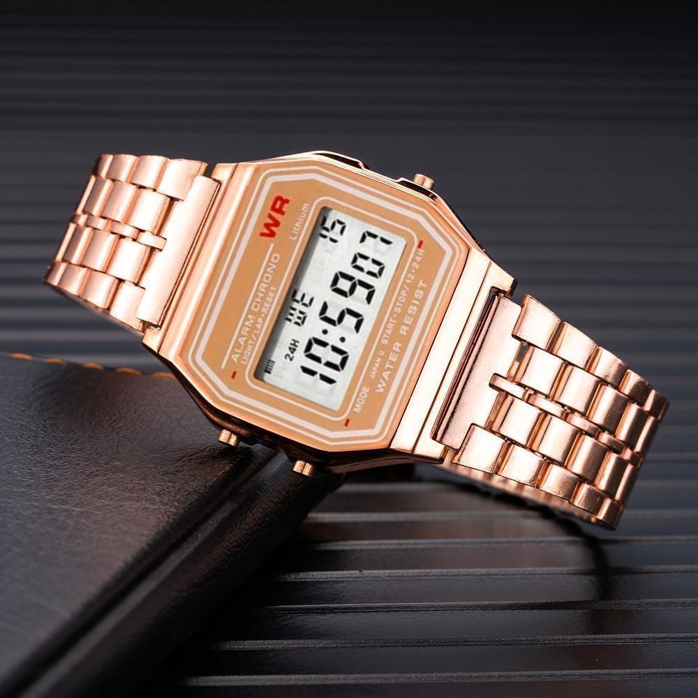 Trendy LED Electronic Watch: Harajuku Style, Multifunctional, Perfect for Junior & High School Students, WR F91W with Steel Band.