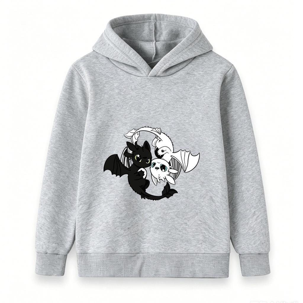 Kids Boys Girls 100% Cotton Crew Neck Short Sleeve T-Shirt, Cute Black White Dragon Pattern Casual Soft Summer Tee for Children Daily Wear