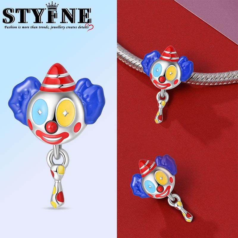 Halloween Series Copper Circus, Clowns & Tickets Triple Dangle Charm Fits 3Mm Bracelet Funny Joker Beads Jewelry