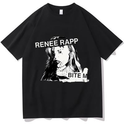 Reneé Rapp BITE ME Футболки Одежда Унисекс Футболки с Принтом Винтажные Футболки Рок-Группы Короткий Рукав Модные С Круглым Вырезом Летняя Уличная Одежда