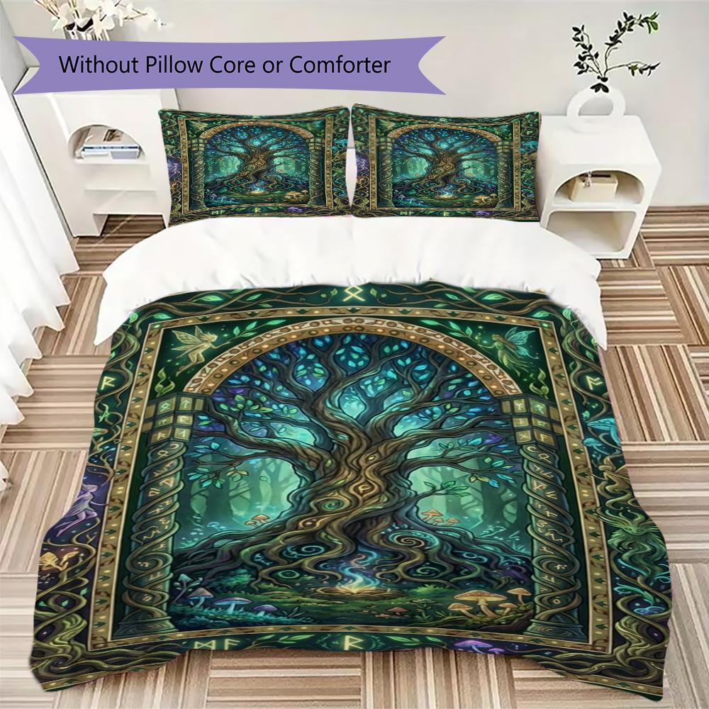 Tree of Life Pattern Bedding uilt Set uilt Cover Pillowcase Home Decoration Birthday Gift (1 * duvet cover + 2 * pillowcase without core)146