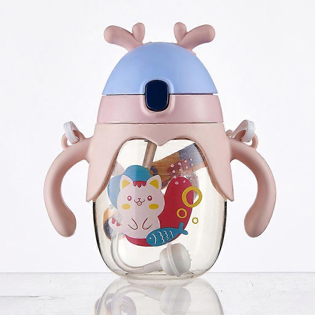 Children's Water Bottle, Anti-boiling, Cartoon Deer, Pink.
