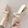 Women Mule Shoe Slide Elegant Designer Light Mouth Pointy Color Matching Simple Basic Style for Everyday Wear with Square Heels