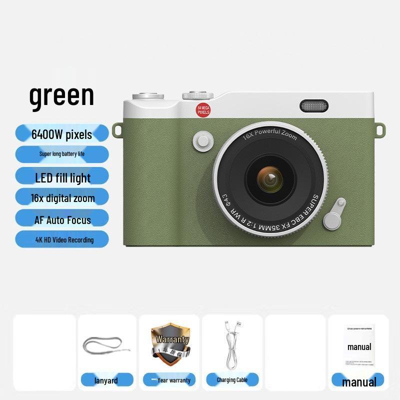 CCD Digital Camera with Dual Lenses - Retro Flip-Phone Style, Perfect for Students and Kids, Connects to Phone.
