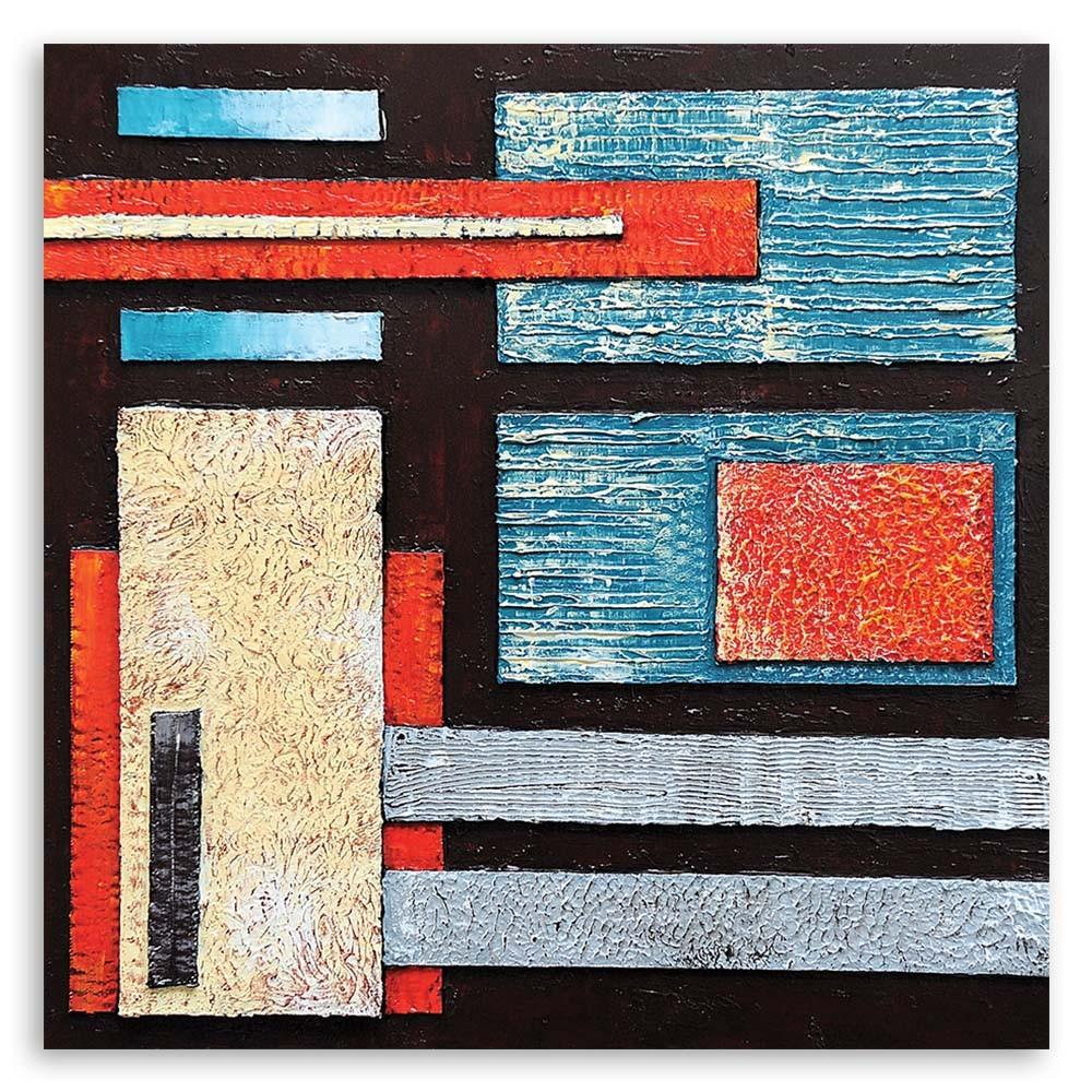 Печать на холсте Абстрактная бирюза как нарисованная.