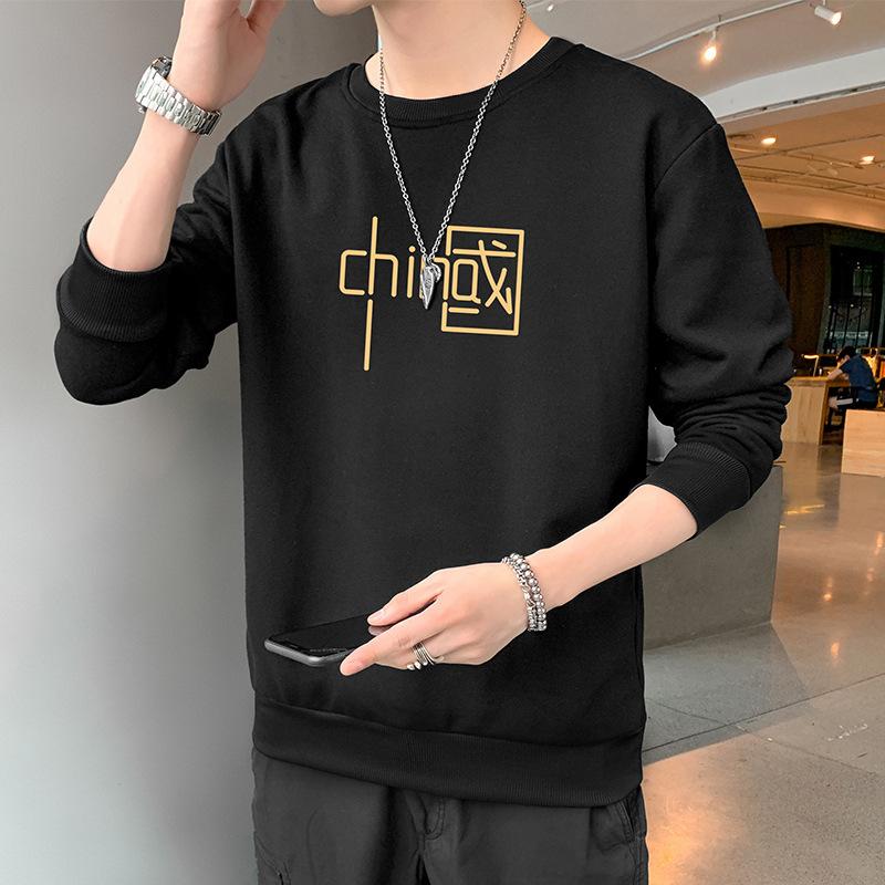 Мужская весенне-осенняя толстовка с длинными рукавами и круглым вырезом, молодежная повседневная удобная рубашка-рубашка