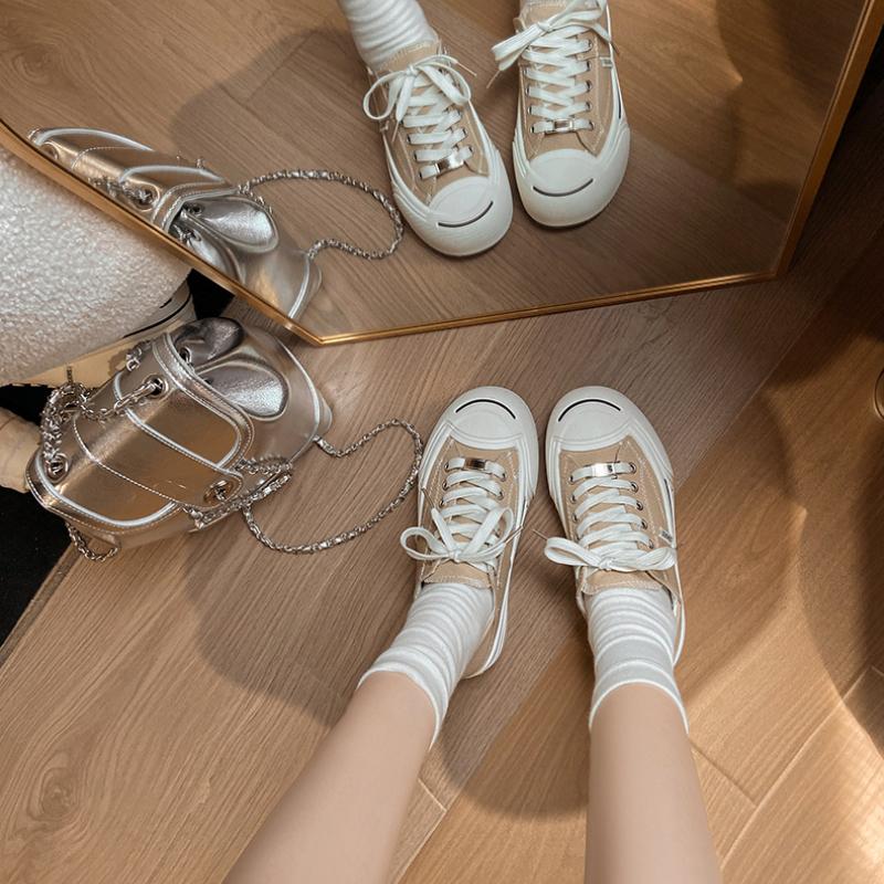 2024 Новые женские туфли из вулканизированной кожи премиум-класса на шнуровке, модные кроссовки на плоской подошве с мягкой подошвой, повседневные кроссовки для женщин Tide Shoes