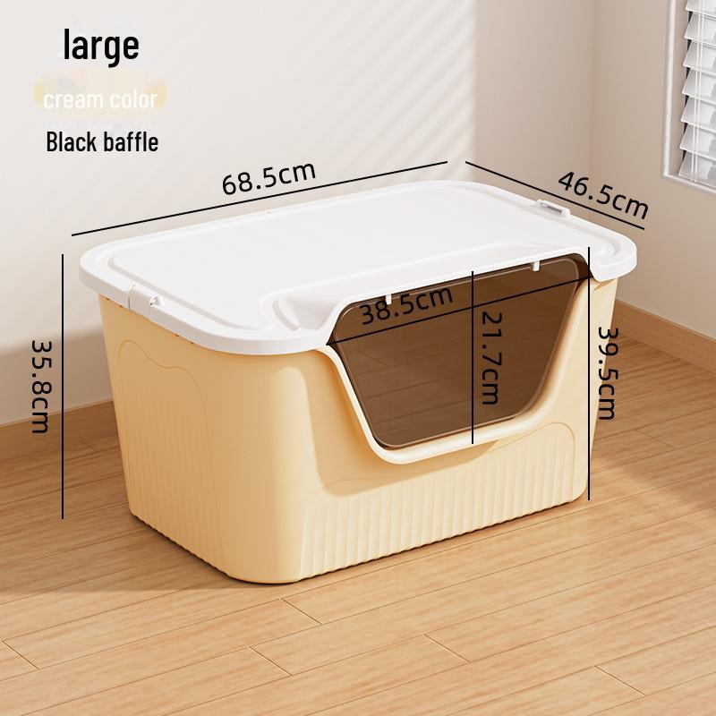 Очень большой полузакрытый лоток для кошек с защитой от брызг и совком