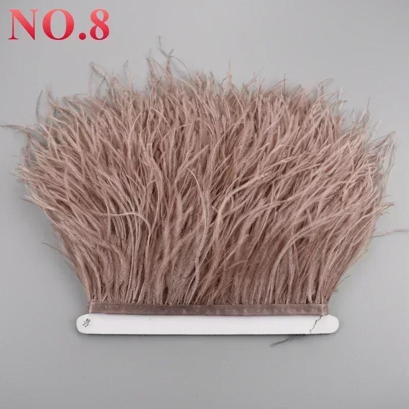 Feather10Meters Ostrich Feathers on Ribbon Tape 10-15cm 4-6" Feather Trim Boa for Clothes Sewing Trimmings Fringe Manmade Decorations