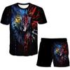 Wolf Clothes Sets Summer Boys Girls Short Sleeves Tees Shorts 3d Printed 2PCS Unisex Suits Kids Cartoon Casual Clothing Outfits