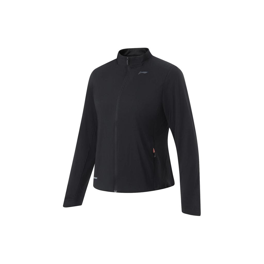 Li Ning Running Series однотонная спортивная куртка на молнии с воротником-стойкой, женские куртки черного цвета AFMU002-1