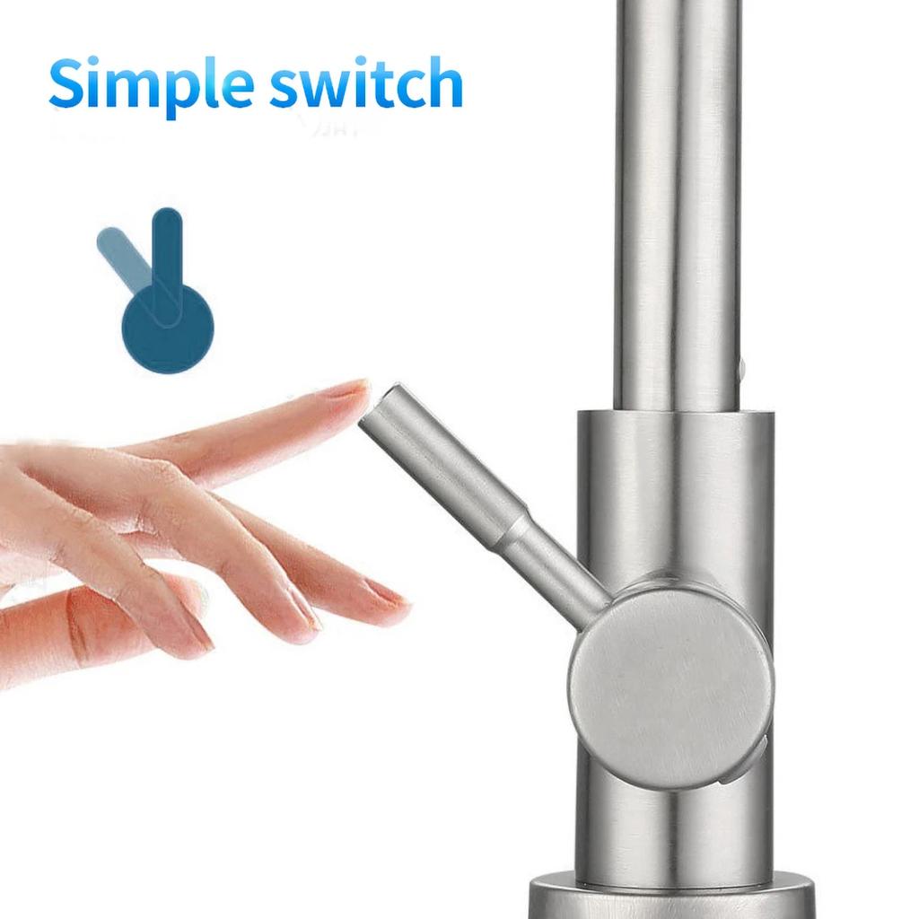 Kitchen Stainless Steel Matte Faucet Deck Sinks Universal Cold Hot Mixer Water Tap 360 Degree Swivel Kitchen Tap