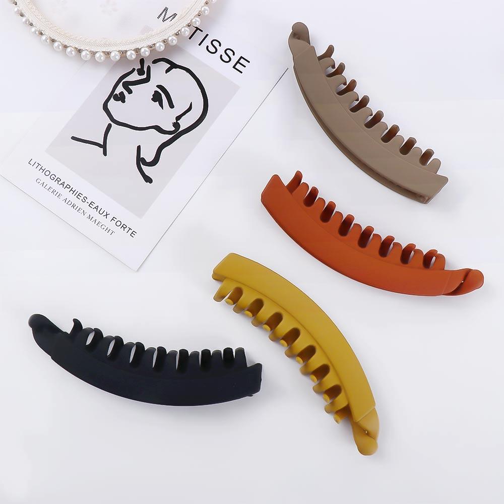 Fashion Gift Barrettes Hairpins Solid Color Hair Claws Ponytail Holder Hair Clips Banana Clip