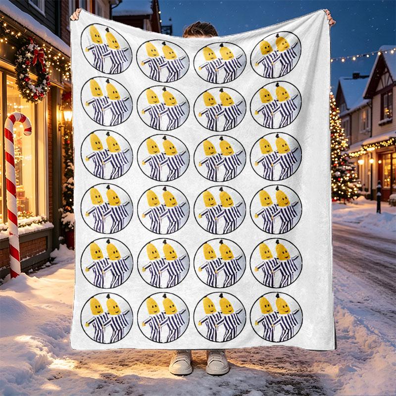 Bananas in Pyjamas Pattern Blanket for Home Decoration, Bed, Sofa, Car Travel, Camping, Suitable for All Seasons, Birthday Christmas Gift
