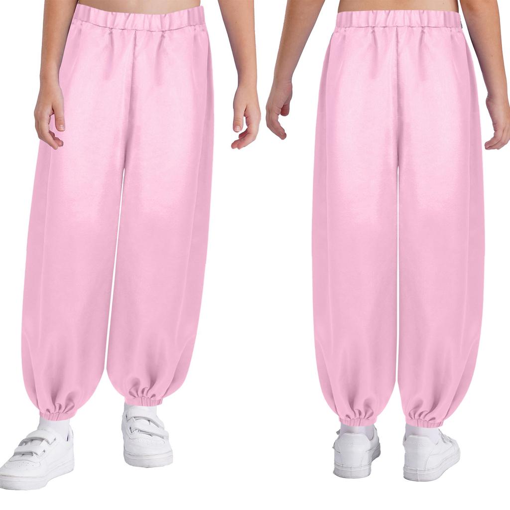 Kids Performance Bloomers - Loose Satin Belly Dance Pants with Elastic Waistband for Parties & Shows