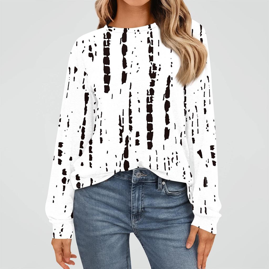 Women's Fashion Long Sleeve Shirts Loose Fitted Crewneck Basic Tops Casual Outfits