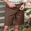Men Shorts Mid-rise Button Zipper Closure Knee-length Shorts with 2 Side Pockets Casual
