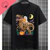 Funny Halloween TRex Dinosaur Pirate Graphic Tshirt Pure Cotton Shortsleeve Casual Humor Style Tshirt for Halloween Clothing