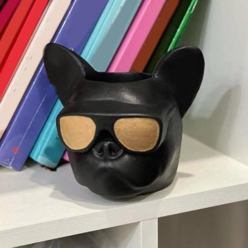 Dog Head Flower Pots Mold Epoxy Resin Molds Pen Holder Candle Holder Cement Planter Silicone Mould Home Decorations