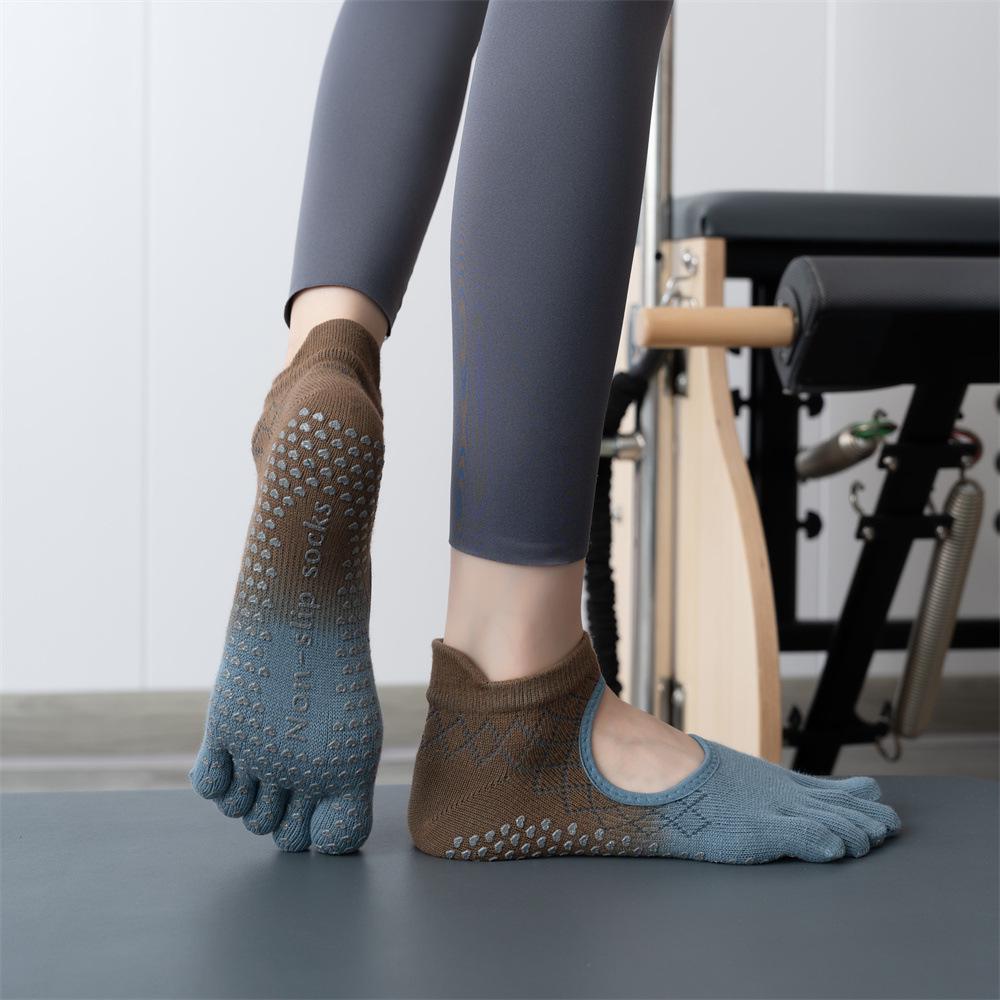 Носки ToeSox с открытой спиной, нескользящие, для йоги и пилатеса, с пятью пальцами — всесезонное качество