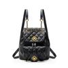 2025 Diamond Quilted Small Backpacks For Women Real Leather Daypack Drawstring Chains Lock Shoulder Bag Cowhide Backpack