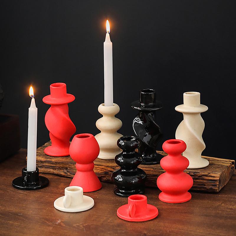 1Pc Candle Holder Nordic Style Multifunctional Table Decoration Romantic Ceramic