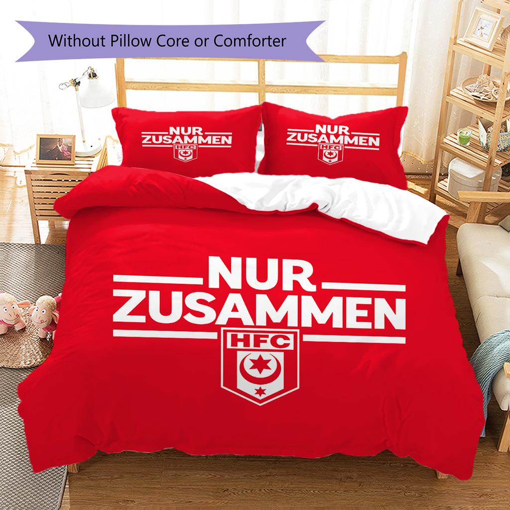 Постельное белье с узором Hallescher FC, Комплект с одеялом, Пододеяльник, Наволочка, Домашний подарок на день рождения (1 пододеяльник + 2 наволочки, без наполнителя)