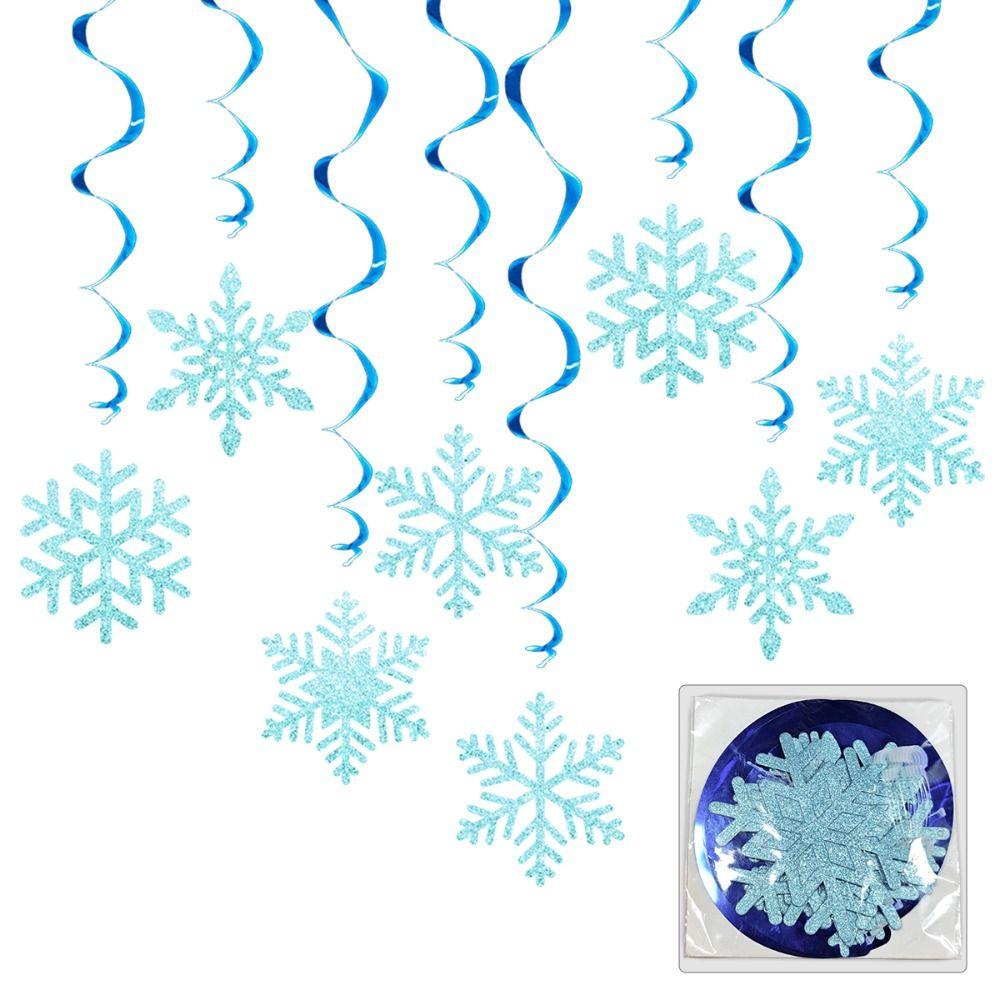 8pcs Swirl Snowflake Hanging Ornament Ceiling Streamers Spirals Hanging Accent  Christmas Tree