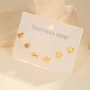 Three-piece Set of Earrings for Women, Hollow Bowknot Flower Heart Stainless Steel Stud Earrings Set Wholesale Jewelry Gift