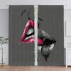 2 Panels 3D Digital Print Lovely Pink Red Glitter Eyelashes Eyes Rose Lips Girl Bedroom Thin Drapes Princess Living Room Window