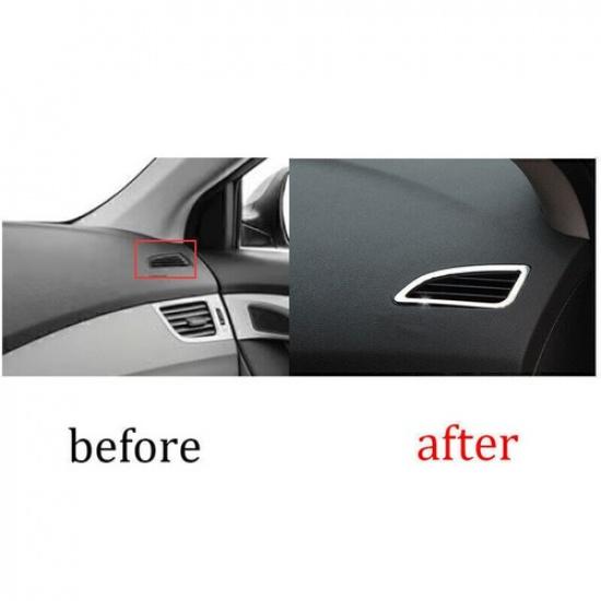 For Hyundai Elantra 2012-2016 Sliver Steel Dash L&R AC Air Outlet Vent Trim 2PCS