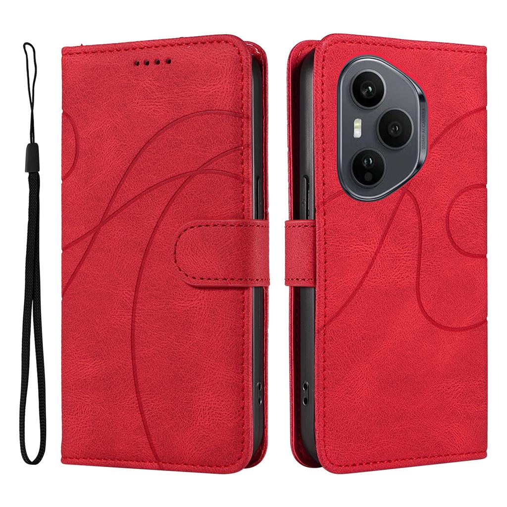 For Honor 400 Pro 5G (Global) Wallet Case Leather Phone Cover Stand with Curved Line Design