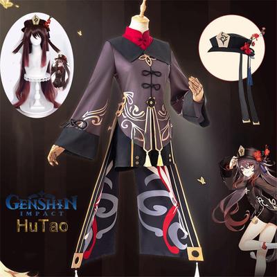 Hutao Cosplay Costume Uniform Wig Cosplay Anime Game Hu Tao Chinese Style Halloween Costumes