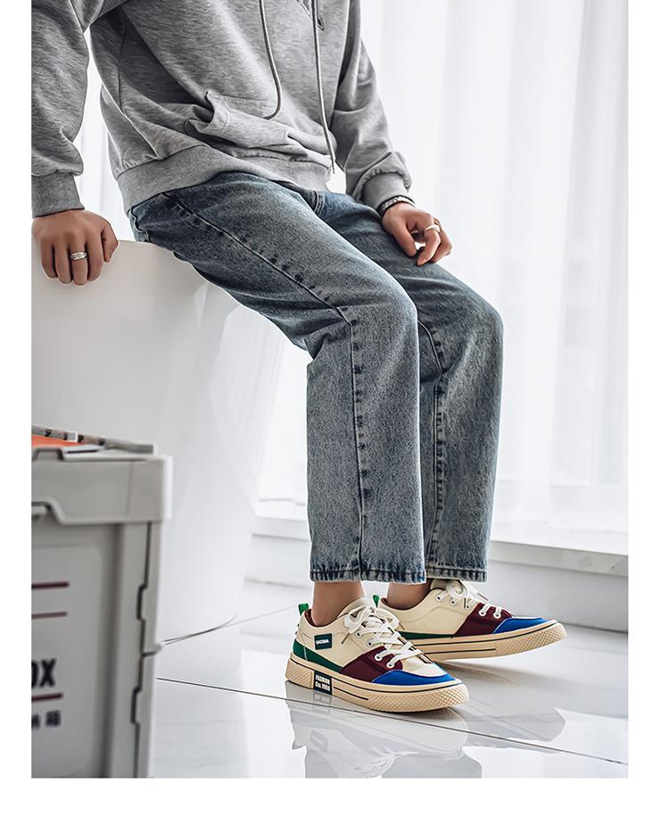 Мужские парусиновые дышащие кеды в стиле колор-блок - Модные и универсальные повседневные спортивные вещи на лето 2025