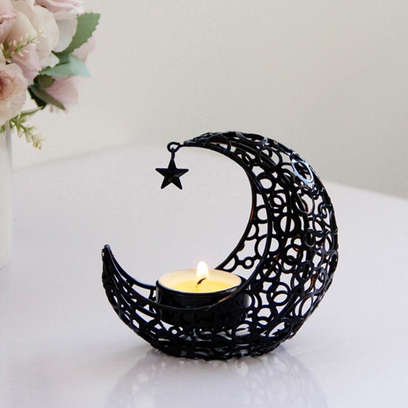 Moon Shaped Candle Holder Tealight Holder Metal Moon Candle Stand Candlestick for Christmas Dining Wedding Home Decors