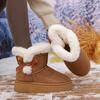 Women Boots Fashionable Bow Round Toe Elegant Snow Boots Winter Flat Wear-resistant Soft Students Plus Velvet Warm Women Shoes