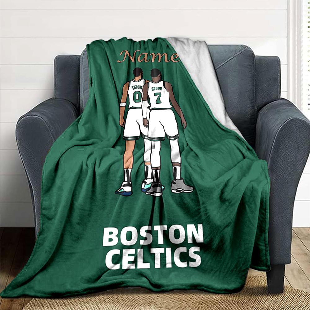 Jaylen Brown 7 And Jayson Tatum 0 Boston Celtics Basketball Player Blanket Personalized Name Themed Flannel Blanket For Sofa Bed Travel Camping And