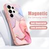 Магнитный Чехол Для Magsafe Для Samsung Galaxy S26 Ultra S25 Edge S24 Plus S23 FE S22 A54 A55 A56 5G Розовый Мраморный Рисунок Матовая Крышка