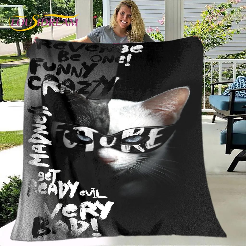 Одеяло с милым готическим котом из мультфильма 3D, фланелевое одеяло, теплое детское одеяло для дома, гостиной, спальни, кровати, дивана