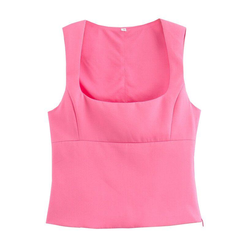 Fashion Style 2024 Spring New Arrival Women's Clothing Stylish Slim-Fit All-Matching Short Square Collar Stretch Tops 2745777